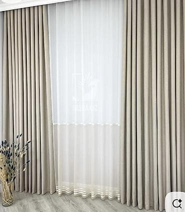 Шторалар комплекти, Комплектте тюлу бар, Даяр буюм, Конок бөлмөсү үчун