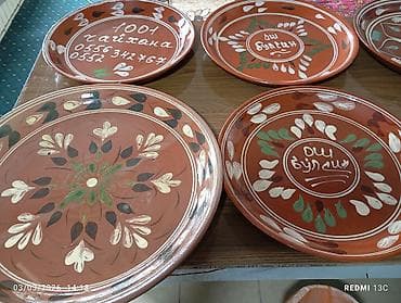 кожанные картины: Набор декоративных глиняных лягани ручной росписи состояние почти — 10