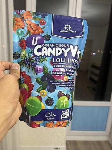 ORGANIC SOUR CANDYVIT LOLLIPOPS — витаминные леденцы Altun Deva at lalafo.kg ORGANIC SOUR CANDYVIT LOLLIPOPS — витаминные леденцы Altun Deva