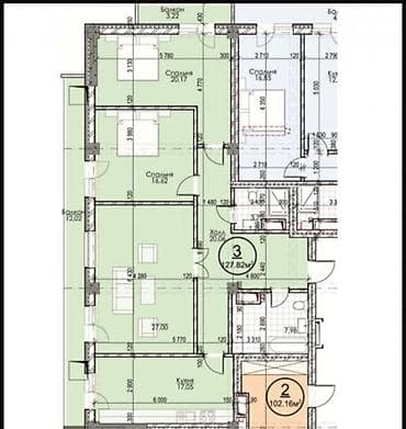discovery studio: 3 комнаты, 129 м², бульвар Эркиндик Элитка, 4 этаж, ПСО (под самоотделку) — 7