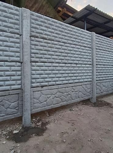casa bella: Секционный бетонный забор с фактурой «кирпич/рваный — 1