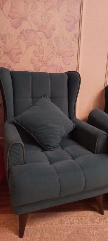 диван талас: Комплект мягкой мебели, Б/у, Самовывоз, цвет - Синий — 2