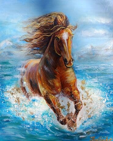 спортивные костюмы для девочек: Картины Картина Лошадь Картина "Лошадь на Иссык-Куле", холст,лен — 1