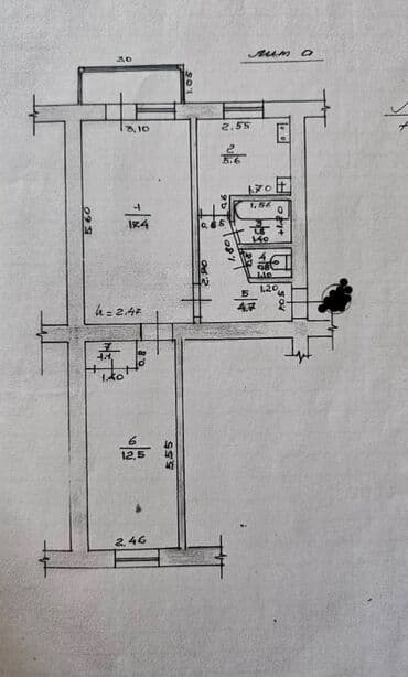 Ковролин: 2 бөлмө, 45 м², Жеке план, 4 кабат, Эски ремонт lalafo.kg да — 6 Ковролин: 2 бөлмө, 45 м², Жеке план, 4 кабат, Эски ремонт — 6