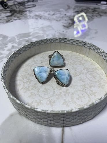 Комплект из серебра 925 пробы с натуральными камнями Ларимар - — 2