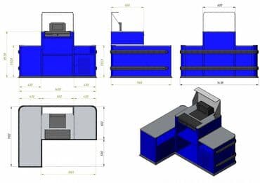 кассовое оборудование для магазина: Кассовый бокс - модель ЭКСПРЕСС-КАССА КАПЛ Длина транспортера — 3
