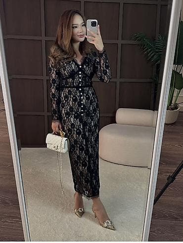 Платье новая вообще не носила Ажурное кружевное платье миди в черном