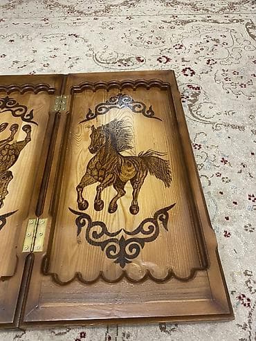 Шахматы: Резные деревянные шахматы/шашки - Большое настольное игровое поле — 8