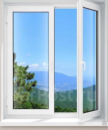 Пластиковое окно ПВХ, двухстворчатое: - Профиль белый, классический