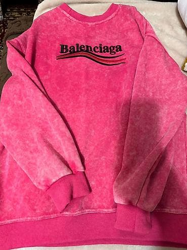 Курткалар: НовыйСвитшот Balenciaga, розовый с эффектом варки (acid wash). L, XL — 2