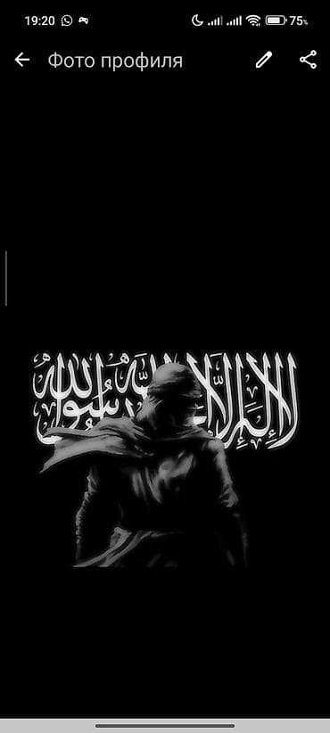 Постер/арт-принт в монохроме: силуэт в плаще на чёрном фоне с арабской