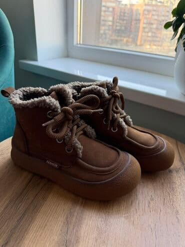 детские туфли для девочек: Зимние ботинки, коричневые - Утепление: густой искусственный мех по — 2