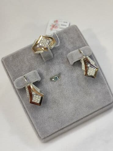 набор пандора: Новая коллекция дизайн под Бриллиант Серебро 925 напыление золото — 2