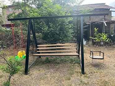 качеля скамейка: Садовые качели Металл, Со спинкой, Без крыши — 2