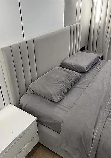 мягкое изголовье кровати: Двуспальная кровать с мягким изголовьем в современном стиле - Размер — 2