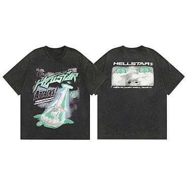 wash: Футболка Hellstar Graphic “Attacks” - Цвет: вываренный чёрный (acid — 3