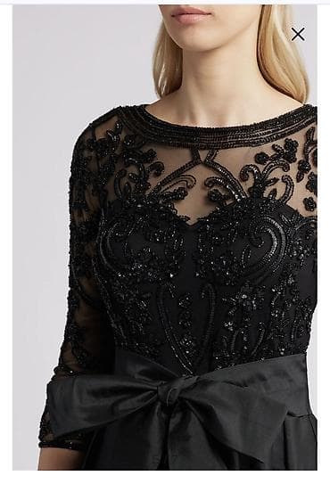 Женская одежда: Вечернее платье, Пышное, Длинная модель, Атлас, С рукавами, С пайетками, M, L — 3