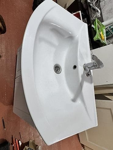 зеркало в ванную бу: Тумба для ванны, Б/у, С раковиной, ЛДСП, Самовывоз, цвет - Белый — 5