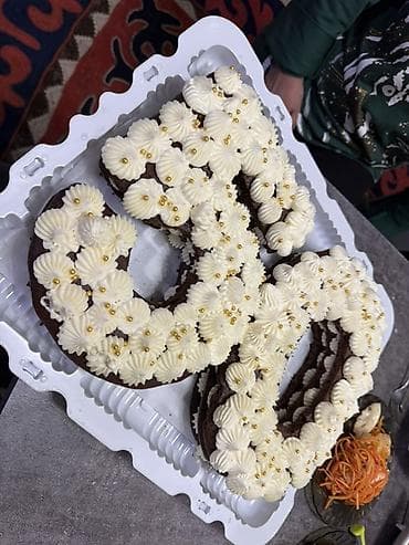 Акшактар, ун, шекер: Именной торт-цифра из шоколадных коржей - Формат: торт в виде цифр — 2