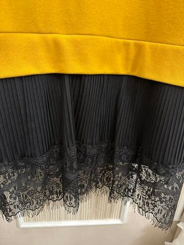 цвет желтый: Повседневное платье, Турция, Зима, Средняя модель, Трикотаж, Прямое, S — 3