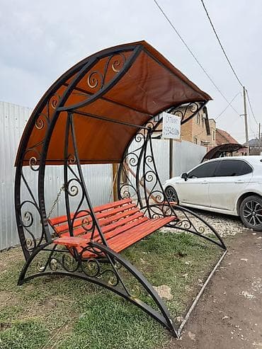 ротанговая качеля: Садовые качели Со спинкой, С крышей — 3