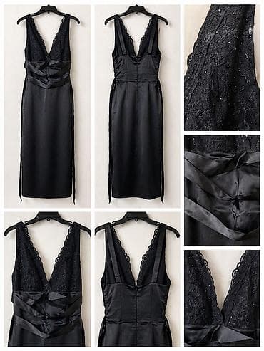 acne studio: Вечернее платье, Коктейльное, Длинная модель, Атлас, Без рукавов, Камни, Открытая спина, S, XS — 1