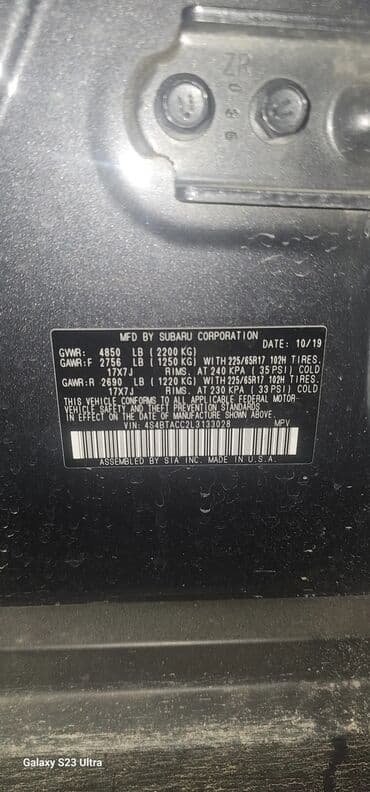 купить шины для погрузчика: Subaru Outback: 2020 г., 2.5 л, Вариатор, Бензиновая, Кроссовер — 19