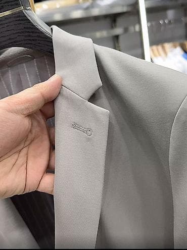 серые брюки мужские: Пиджак, Блейзер, Однобортная модель, Китай, L, XL, 2XL — 5