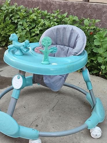 эшек игрушка: Детские ходунки «Baby» бирюзового цвета Пользовались немного — 3