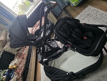 универсальные коляски: Коляска, Другой бренд, цвет - Черный, Б/у — 2