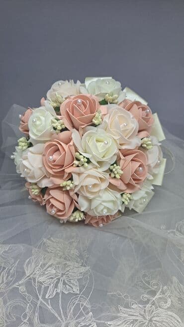 эксклюзивное свадебное платье ручной работы: Свадебный аксессуар, Новый, цвет - Молочный — 7