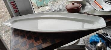 буфет для посуды: (белая керамика/фарфор + стекло): длинная тарелка 63 см 2500сом 1 шт — 2