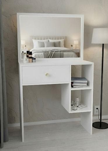 туалетный столик зеркало: Туалетный столик, Новый, С зеркалом, цвет - Белый, МДФ — 3