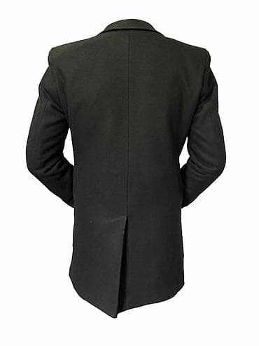 Мужская обувь: Мужское пальто классического кроя, черного цвета. Особенности: - — 2