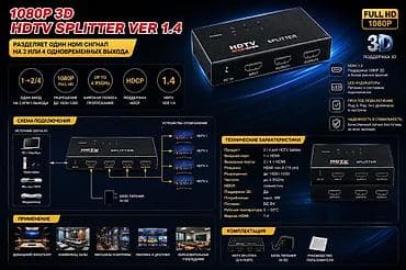 4 x: 🔌 HDMI Splitter 1x4 — делите сигнал без потери качества! Нужно — 6
