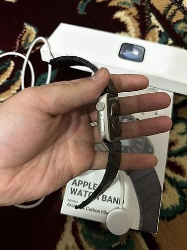 часы эпл: Apple Watch 9 (45mm) с комплектом аксессуаров; Ремешок карбоновый брал — 5