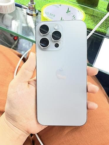 IPhone 15 Pro Max, 256 ГБ, цвет светлый (Titanium). На экране