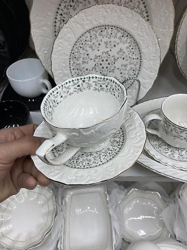 Все по 6 шт 32 предметаФарфоровый сервиз с рельефным тиснением и