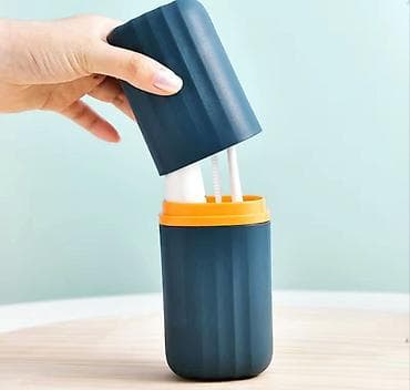 Кирпич, строительные блоки: Дорожный футляр-стакан для зубных щеток и пасты - 2-в-1 конструкция — 3