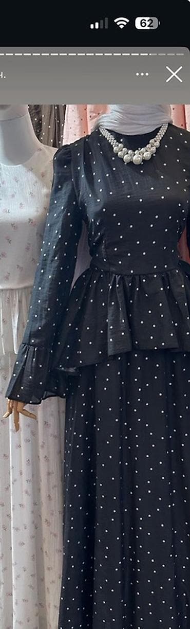 юбка для девочки: Платье в горошек с пеплумом - Цвет: черный с мелким белым горошком - — 1