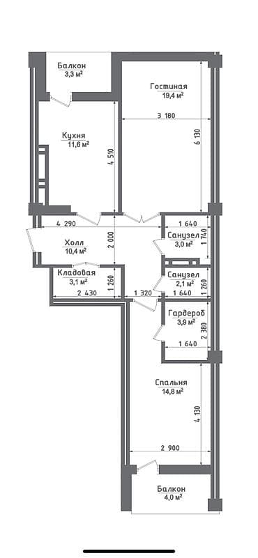 all group: 2 комнаты, 75 м², парк Фучика Элитка, 5 этаж, ПСО (под самоотделку) — 2