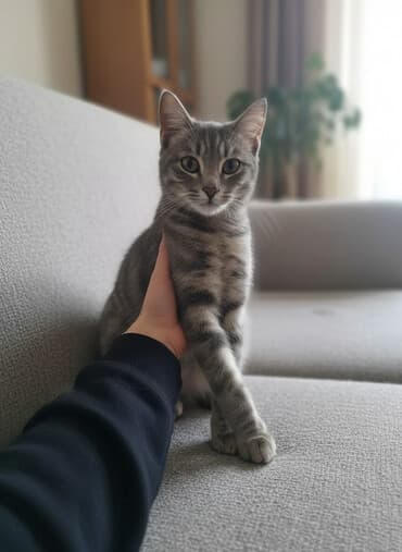 кошка персидская шиншилла: Котёнок серого тигрового окраса. - Возраст омолодой подросток 6 — 1