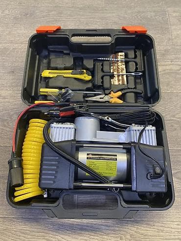 насосы для подкачивании колёс: Набор для авто: двухцилиндровый компрессор 12 В в кейсе с — 1