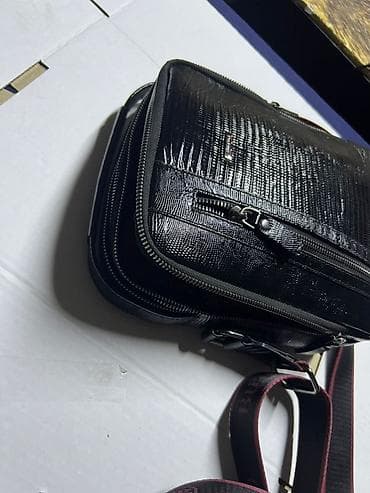 Кошельки, портмоне: Мужская сумка/барсетка BUTUN - Материал: гладкая черная кожа с — 1