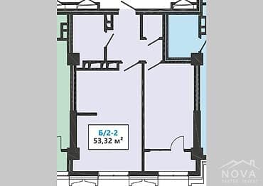квартира микрайон: 2 комнаты, 53 м², Элитка, 7 этаж, Готовая ПСО (под самоотделку) — 2