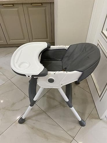 пластмас: Детский стульчик для кормления - Универсальный дизайн: бело‑серый — 3