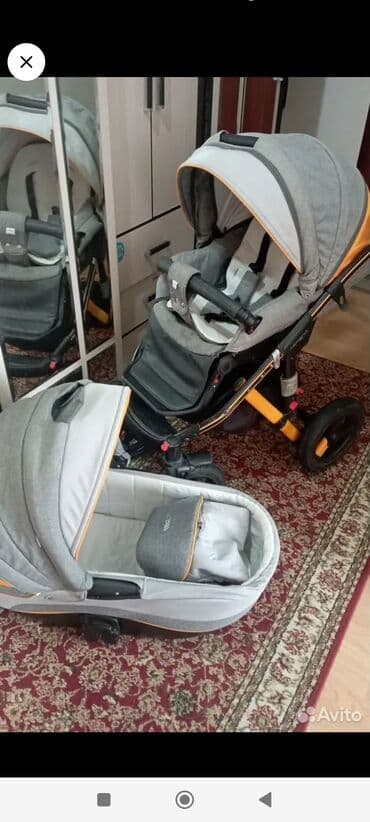 желтый домик: Коляска, цвет - Черный, Б/у — 2