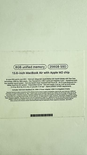 apple laptop: Apple MacBook Air with Apple M2 chip(256gb ssd) 13.6- inch, темно — 9