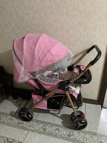 коляска детск: Прогулочная коляска для малышей - Цвет: розовый с полосатым — 1