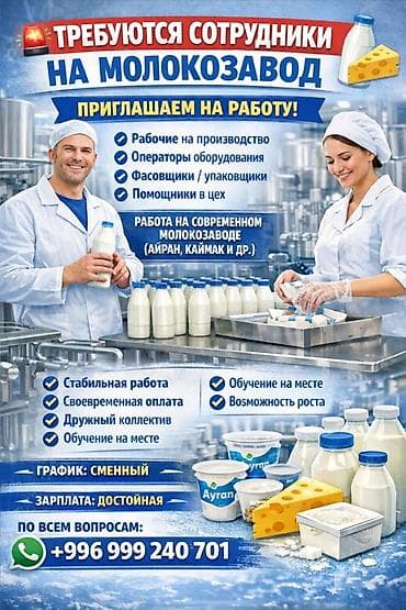 Вакансии на молокозавод в кочкоре. Общага и питание предоставляется